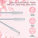3 Pieces Nail Drill Bits Cone Shape Carbide Nail Drill Bits for Manicure Pedicure Tools Machine, 3/32 Inch Shank Size, Grit Size XF, F, M (Silver)