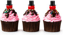200 Pcs Include 100 Christmas Mini Top Hat Black Plastic Tiny Hats 100 Mini Satin Ribbon Bows Boutique Flower Bowknot Sewing Scrapbook DIY Snowman Crafting Project Wedding Birthday Party Decoration