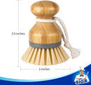 Bamboo Palm Brush, Scrub Brush for Dishes Pots Pans Kitchen Sink Cleaning, Pack of 2