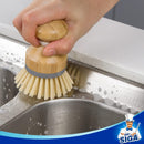 Bamboo Palm Brush, Scrub Brush for Dishes Pots Pans Kitchen Sink Cleaning, Pack of 2