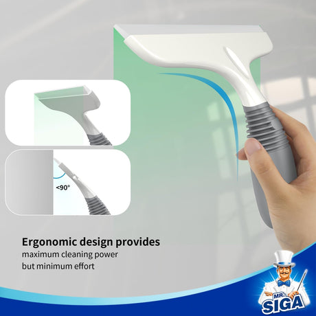 Multi-Purpose Silicon Squeegee for Window, Glass, Shower Door, Car Windshield, Heavy Duty Window Scrubber, Includes Suction Hook, 10 inch, White & Gray, 1 Pack