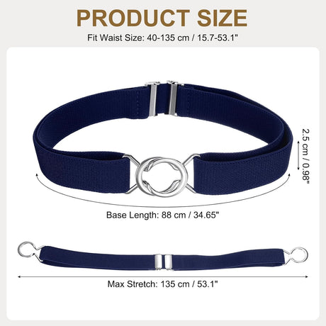 Women Stretchy Waist Belt, No Show Elastic Stretch Belts with Flat Buckle for Dresses Jeans Casual Pants