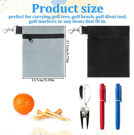 2 Pack Golf Ball Bag, Golf Tee Bag Pouch 6.7
