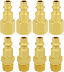 8PCS Brass 1/4 Inch NPT Female and Male Industrial Air Hose Quick Connect Air Plug Fittings