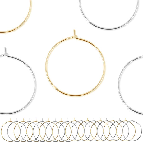 Wine Glass Charm Rings 120pcs Gold and Silver Plated 25mm Beading Charm Rings Wine Glass Marker for Birthday Party Wedding Festival Favor