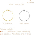 Wine Glass Charm Rings 120pcs Gold and Silver Plated 25mm Beading Charm Rings Wine Glass Marker for Birthday Party Wedding Festival Favor