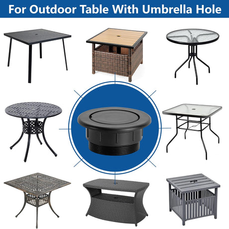2 Pcs 2 Inch Parasol Umbrella Hole Ring Plug and Cap Set, Thicker Patio Table Hole Cover Insert, Deck Table Umbrella Holes Plug Replacement Parts for Outdoor Patio Table Garden Yard