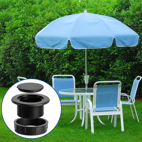 2 Pcs 2 Inch Parasol Umbrella Hole Ring Plug and Cap Set, Thicker Patio Table Hole Cover Insert, Deck Table Umbrella Holes Plug Replacement Parts for Outdoor Patio Table Garden Yard