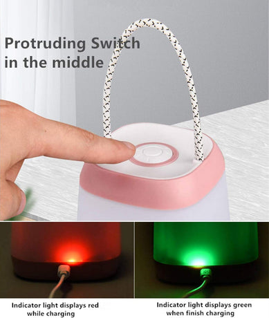 Night Light for Kids, USB Rechargeable Nursery Lamp Portable Camping Lantern with 3 Light Modes for Camping,Emergency,Bedroom,Indoor and Outdoor(Pink, 1 Pack)
