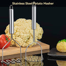 2 Pcs Potato Smasher, Mashed Potato Masher, Stainless Steel Masher Kitchen Tool for Bean, Fruit, Vegetables, Food