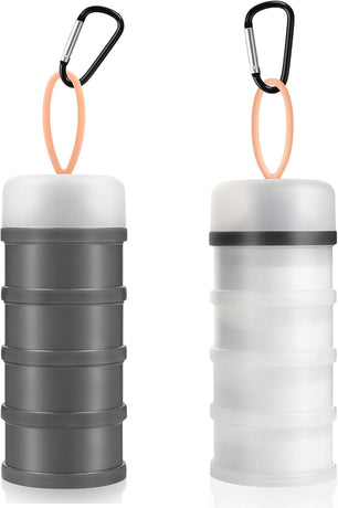 2 Pcs Protein Powder Container to Go with Funnels Stand, 4 Compartments Stackable Protein Powder Dispenser for Workout, Fitness, Travel