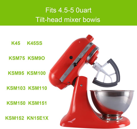 Flex Edge Beater Work for KitchenAid Mixer Attachments, Compatible with 4.5-5 Quart Tilt-Head Stand Mixers, kitchenAid Paddle with Scraper, Flexible Silicone Edges