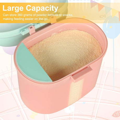 Baby Formula Dispenser On The Go, Portable Milk Powder Formula Dispenser with Scoop,Formula Containers for Travel Hold 12.7oz/360g Formula, Pink