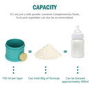 Formula Dispenser On The Go, 4 Layers Stackable Formula Container to Go, Non-Spill Portable Milk Powder Baby & Kids Snack Container, Green