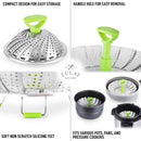 Zulay Adjustable Vegetable Steamer Baskets For Cooking - Foldable Steamer Basket (5.1" to 9") - Expandable Vegetable Steamer Basket Stainless Steel Fits Various Size Pots, Pans, & Pressure Cookers
