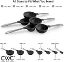 Measuring Cups Set and Measuring Spoon Set, Stainless Steel Handles, Nesting Kitchen Measuring Set, Liquid Measuring Cup Set, 12 PC Stainless Steel, Black