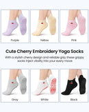 6 Pairs Grip Pilates Socks for Women, Grippy Non Slip Yoga Socks, Cute Cherry Grip Socks for Barre, Hospital, Athletic, Barefoot and Workout