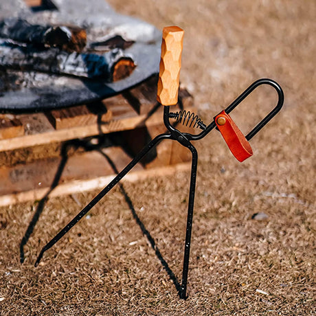 Metal Fireplace Tongs with Wooden Handle 47cm Safe Distance for Firewood Handling