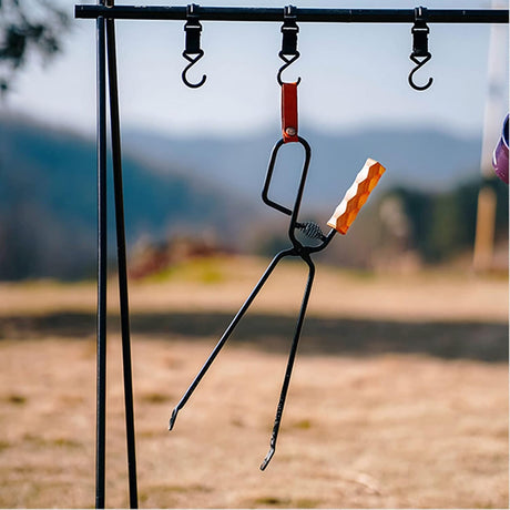 Metal Fireplace Tongs with Wooden Handle 47cm Safe Distance for Firewood Handling