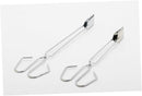 Silver Stainless Steel BBQ Tongs with Long Handle Heat Resistant Barbecue Tongs for Meat & Vegetables