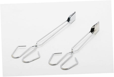 Silver Stainless Steel BBQ Tongs with Long Handle Heat Resistant Barbecue Tongs for Meat & Vegetables