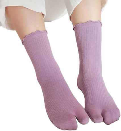 3 Pairs Women's Split Toe Slipper Socks Purple