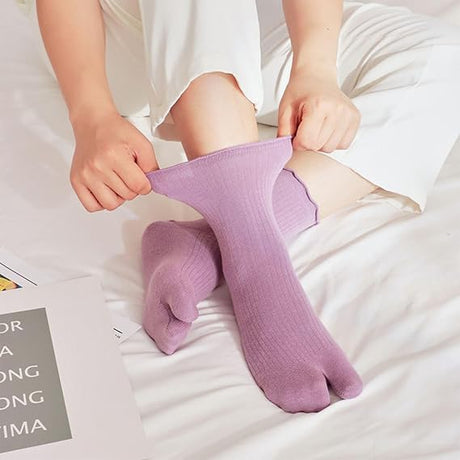 3 Pairs Women's Split Toe Slipper Socks Purple