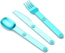 Magnetic Camping Cutlery Set 3 Piece Aluminium - Lightweight Fork Knife Spoon - Compact Outdoor Picnic Utensils Grey