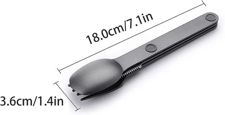 Magnetic Camping Cutlery Set 3 Piece Aluminium - Lightweight Fork Knife Spoon - Compact Outdoor Picnic Utensils Grey