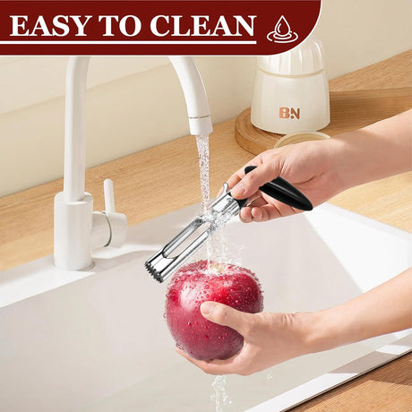 1 Piece Black Stainless Steel Fruit and Vegetable Corer Easy to Press Quick Core Removal Anti-Slip Handle Dishwasher Safe