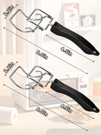 2-Piece Air Fryer Oven Baking Tray Puller Set - Oven Rack Puller Clip Handle Accessory for Air Fryers and Ovens