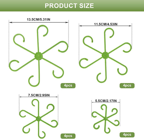 16 Pack Indoor Plant Stakes 4 Sizes 4 of Each Size Green Plant Supports for Tall Plants Monstera Plant Anchors Plant Fixing Hooks Suitable for Indoor Gardens