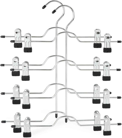 2 Pack Black Pants Hangers with Adjustable Clips Non-Slip Space Saving for Jeans Shorts Skirts Dresses Hand Towels in Laundry Room