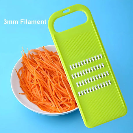 Green Multifunctional Stainless Steel Vegetable Julienne Grater with Anti-Slip Ergonomic Handle for Shredding Slicing Zesting Cheese Citrus