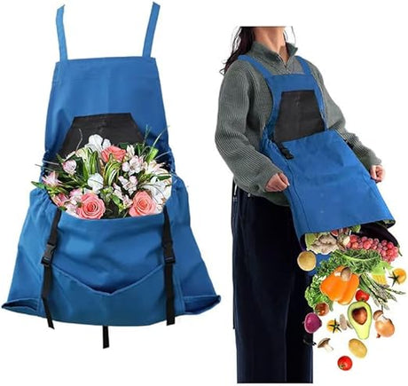 1 Piece Blue Fruit Picking Bag Water Resistant Storage Apron for Garden Fruits and Vegetables Suitable for Outdoor Orchards