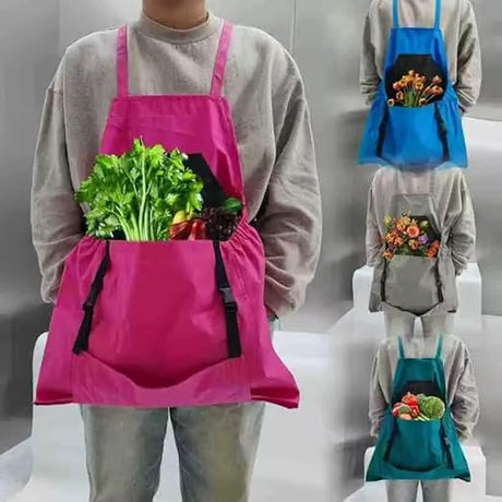 1 Piece Blue Fruit Picking Bag Water Resistant Storage Apron for Garden Fruits and Vegetables Suitable for Outdoor Orchards