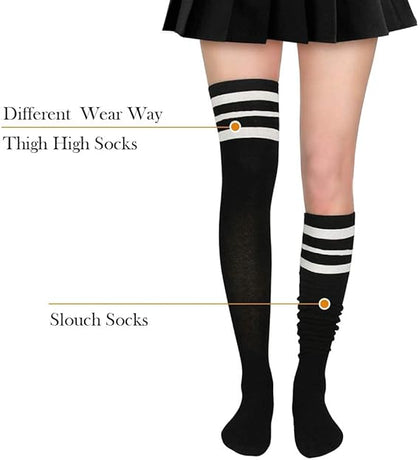 Women's Thick Stay Up Hold Up Striped Over Knee Casual Stockings