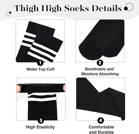 Women's Thick Stay Up Hold Up Striped Over Knee Casual Stockings