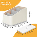 4 Compartment Remote Control Holder 17.3x10x8.5cm TV Remote Organizer Desk Storage Box for Remotes Phones and Accessories Living Room Bedroom