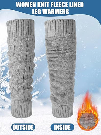 Women's Light Grey Leg Warmers 2 Pairs Warm Soft Comfortable Winter Accessory