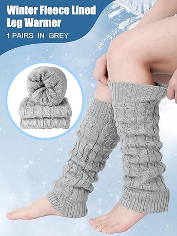 Women's Light Grey Leg Warmers 2 Pairs Warm Soft Comfortable Winter Accessory
