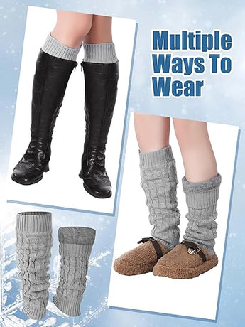 Women's Light Grey Leg Warmers 2 Pairs Warm Soft Comfortable Winter Accessory