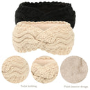 Winter Knitted Ear Warmers Headband - Beige and Black - Warm - One Size - 2 Pack