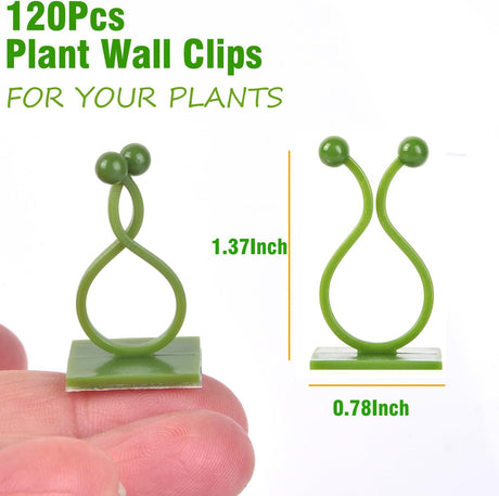Green Plant Stem Supports for Indoor Use - Tall Plant Stakes for Monstera - Plant Anchoring Clips - 120 Pieces