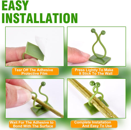 Green Plant Stem Supports for Indoor Use - Tall Plant Stakes for Monstera - Plant Anchoring Clips - 120 Pieces