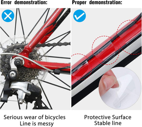 Bike Frame Protection Kit 3 Pieces Clear Anti-Scratch Invisible Protection Film White