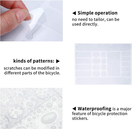 Bike Frame Protection Kit 3 Pieces Clear Anti-Scratch Invisible Protection Film White