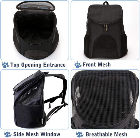 Pet Carrier Backpack for Dogs and Cats Travel Bag up to 8kg 36 × 31 × 45 cm Black