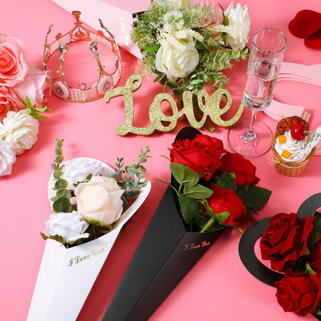 Flower Wrapping Paper 46.5x18cm White Pink Black 30 Sheets Gift Bouquet Packaging