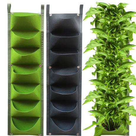 28x100cm Black and Green Vertical Garden Planter Bags Set of 2 - Plant Grow Bags for Vegetable Garden Plant Tower
